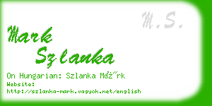 mark szlanka business card